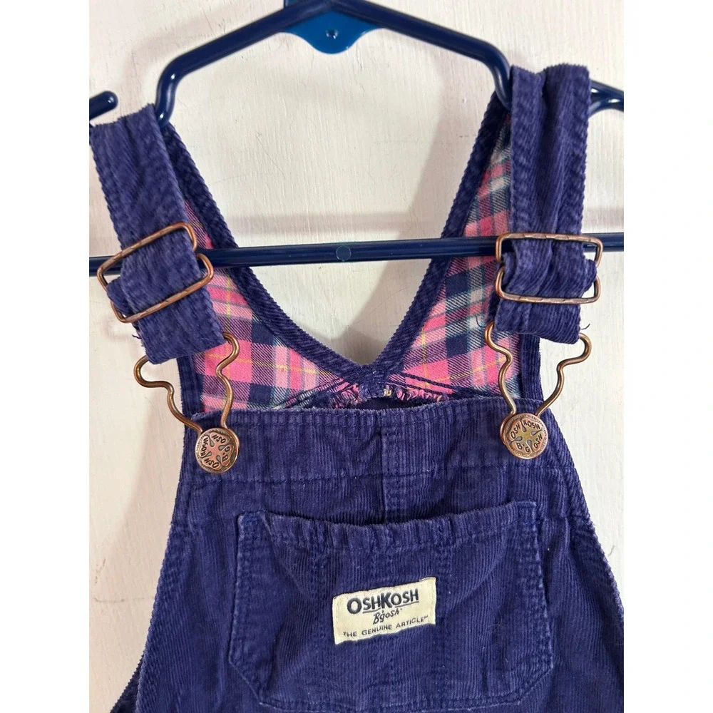 OshKosh B'gosh Corduroy Overalls 18M Purple Plaid Lined Vestbak Kids